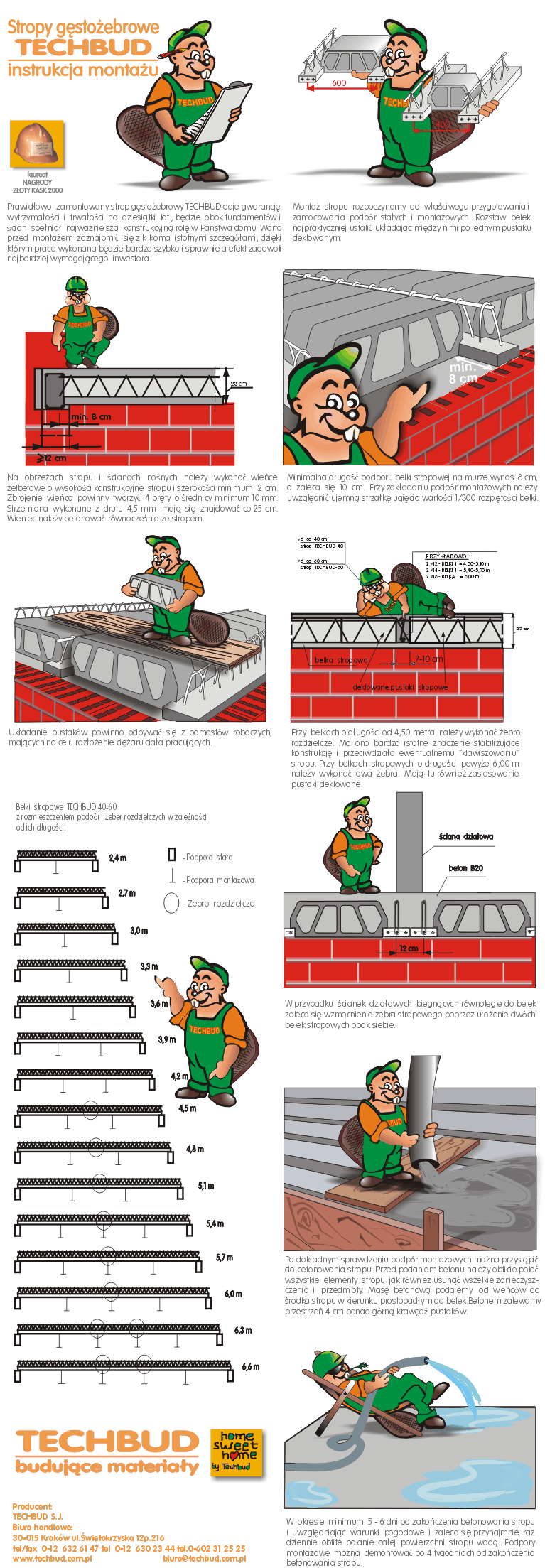 Stropy gstoebrowe TECHBUD - instrukcja montau